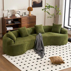 Canapé d'angle modulable incurvé 4 places en tissu chenille de luxe