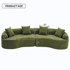 Canapé d'angle modulable incurvé 4 places en tissu chenille de luxe