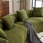Canapé d'angle modulable incurvé 4 places en tissu chenille de luxe