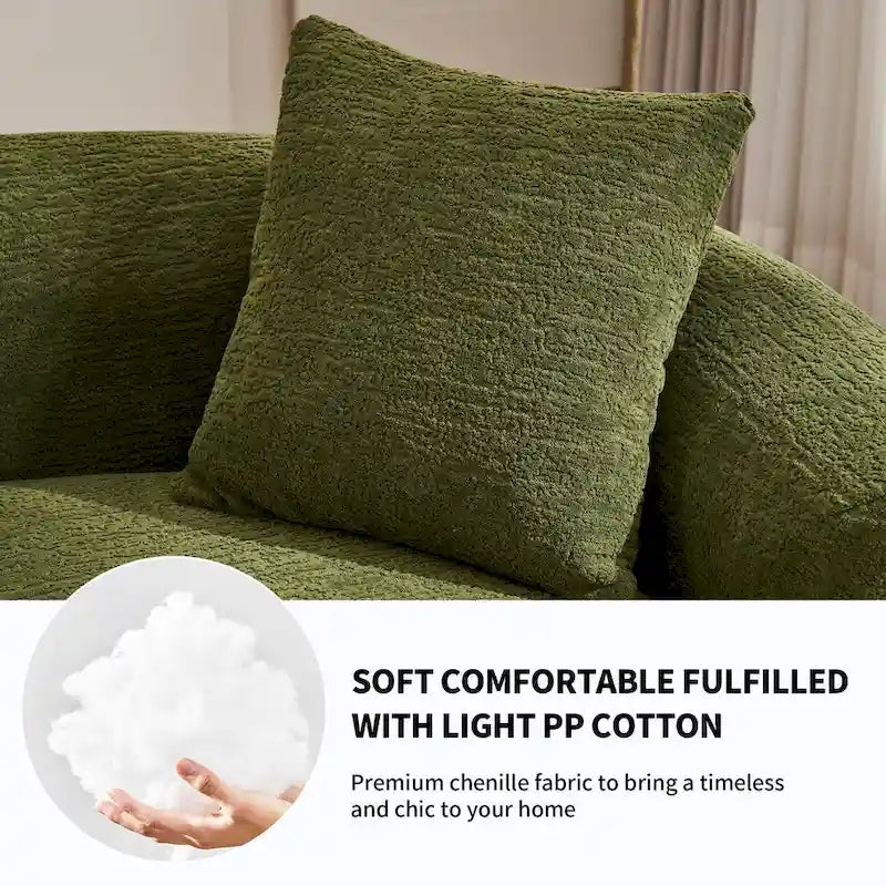 Canapé d'angle modulable incurvé 4 places en tissu chenille de luxe