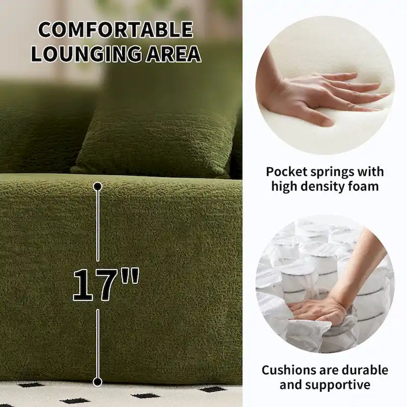 Canapé d'angle modulable incurvé 4 places en tissu chenille de luxe