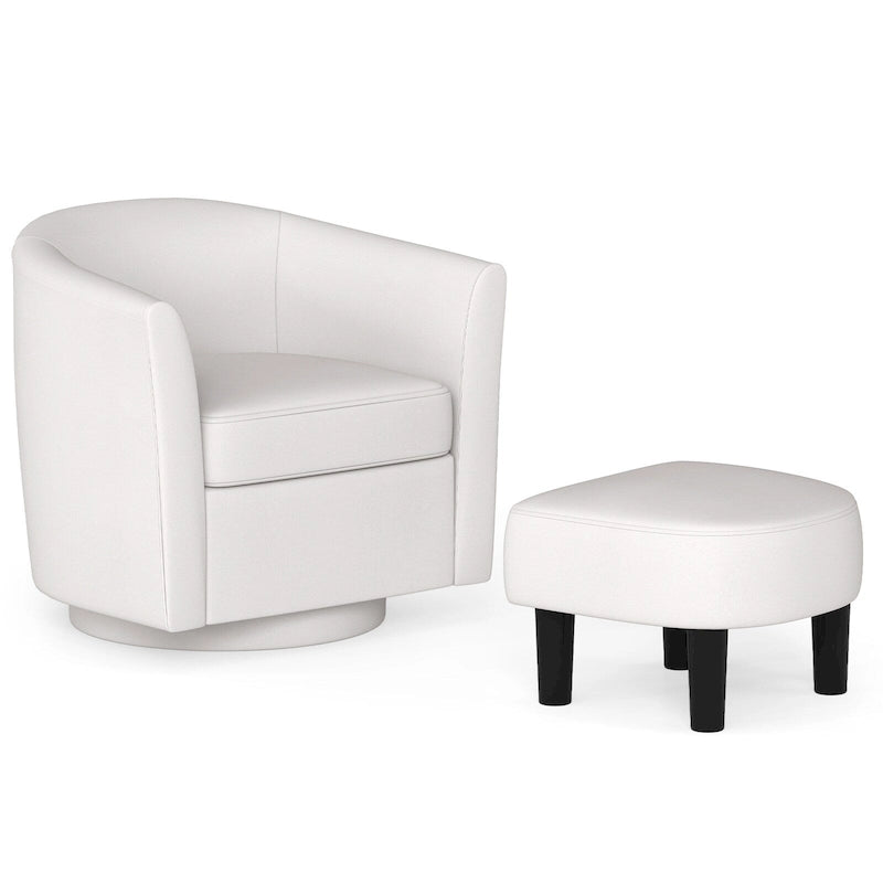 Fauteuil pivotant moderne avec repose-pieds pour salon ou chambre à coucher