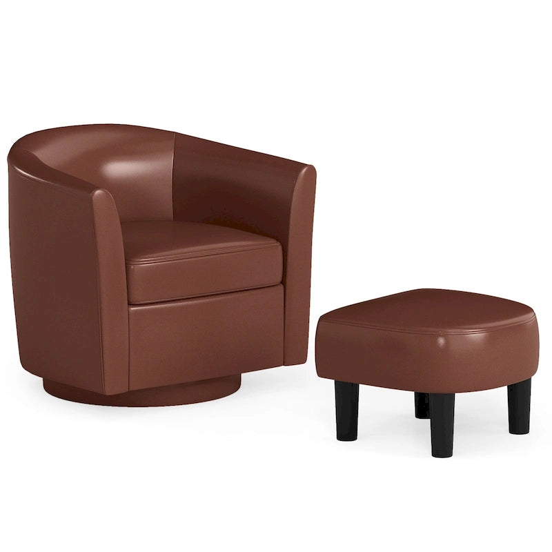 Fauteuil pivotant moderne avec repose-pieds pour salon ou chambre à coucher
