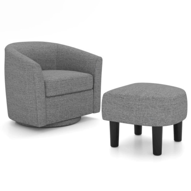 Fauteuil pivotant moderne avec repose-pieds pour salon ou chambre à coucher