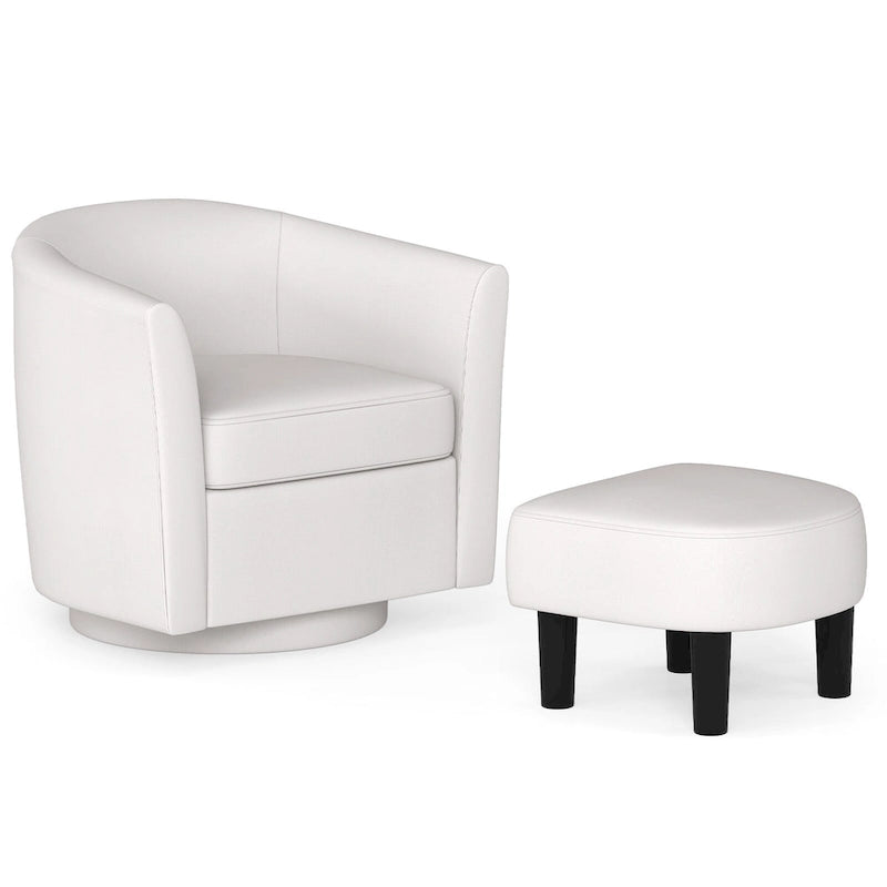 Fauteuil pivotant moderne avec repose-pieds pour salon ou chambre à coucher