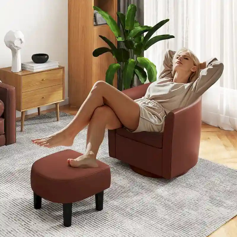 Fauteuil pivotant moderne avec repose-pieds pour salon ou chambre à coucher
