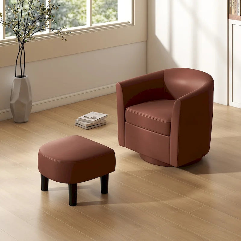 Fauteuil pivotant moderne avec repose-pieds pour salon ou chambre à coucher