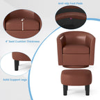 Fauteuil pivotant moderne avec repose-pieds pour salon ou chambre à coucher