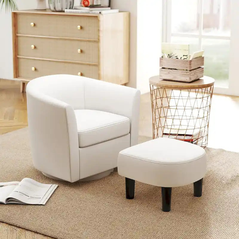 Fauteuil pivotant moderne avec repose-pieds pour salon ou chambre à coucher