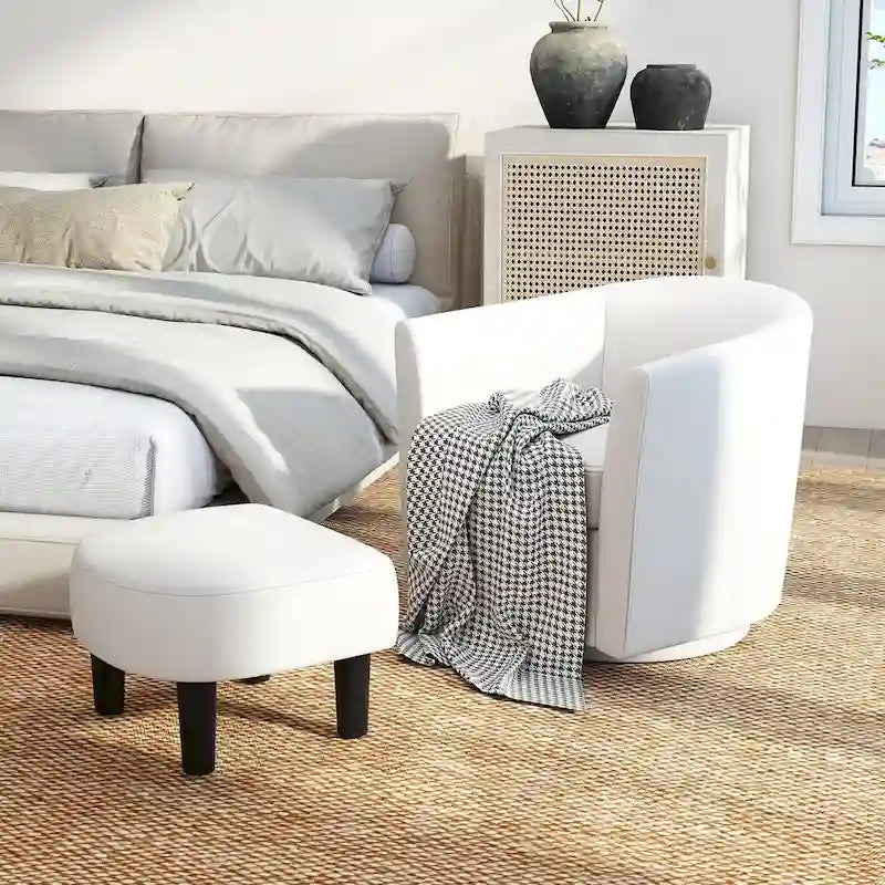 Fauteuil pivotant moderne avec repose-pieds pour salon ou chambre à coucher