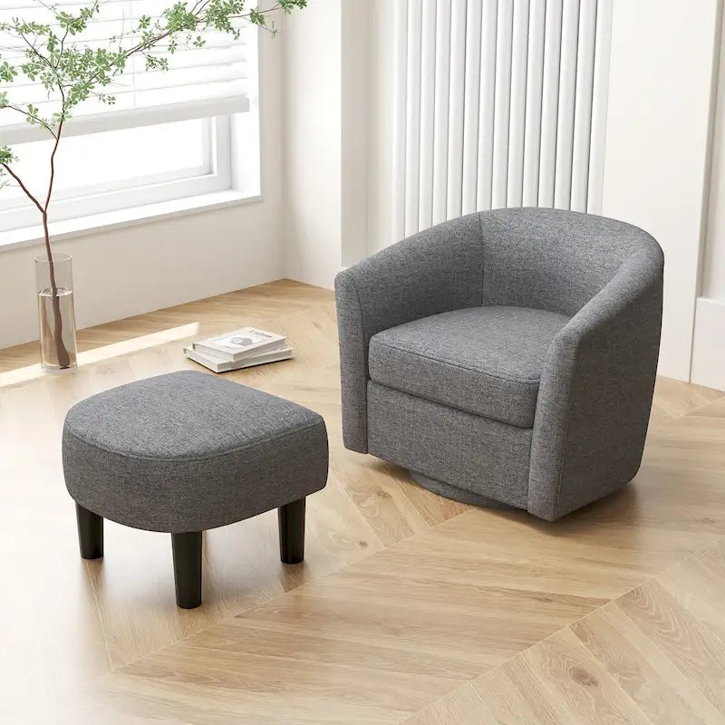 Fauteuil pivotant moderne avec repose-pieds pour salon ou chambre à coucher
