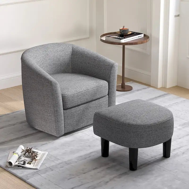Fauteuil pivotant moderne avec repose-pieds pour salon ou chambre à coucher