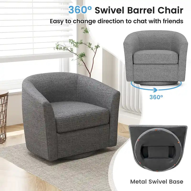 Fauteuil pivotant moderne avec repose-pieds pour salon ou chambre à coucher