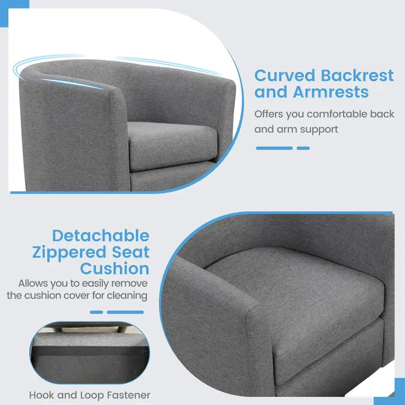 Fauteuil pivotant moderne avec repose-pieds pour salon ou chambre à coucher