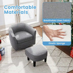 Fauteuil pivotant moderne avec repose-pieds pour salon ou chambre à coucher