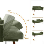 Canapé-lit convertible moderne en velours côtelé, 73,3 cm de largeur, accoudoirs évasés