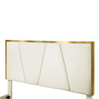 Lit plateforme entièrement rembourré DH BASIC Glam Beige avec accents dorés par Denhour