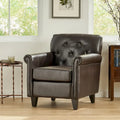 Fauteuil club Veronica en cuir marron capitonné de Christopher Knight Home