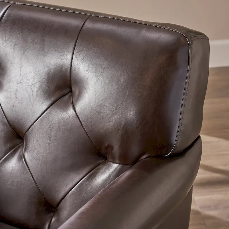 Fauteuil club Veronica en cuir marron capitonné de Christopher Knight Home
