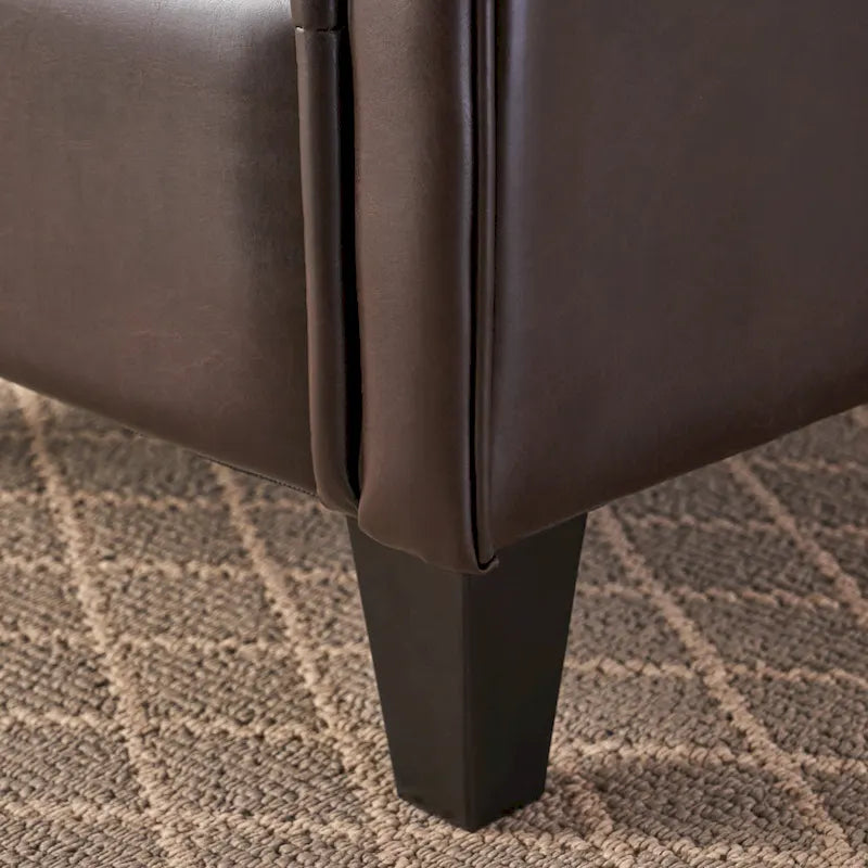 Fauteuil club Veronica en cuir marron capitonné de Christopher Knight Home
