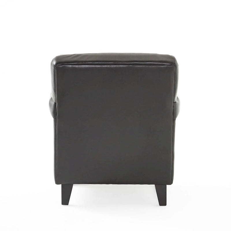 Fauteuil club Veronica en cuir marron capitonné de Christopher Knight Home