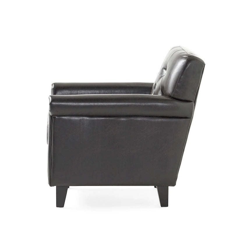 Fauteuil club Veronica en cuir marron capitonné de Christopher Knight Home