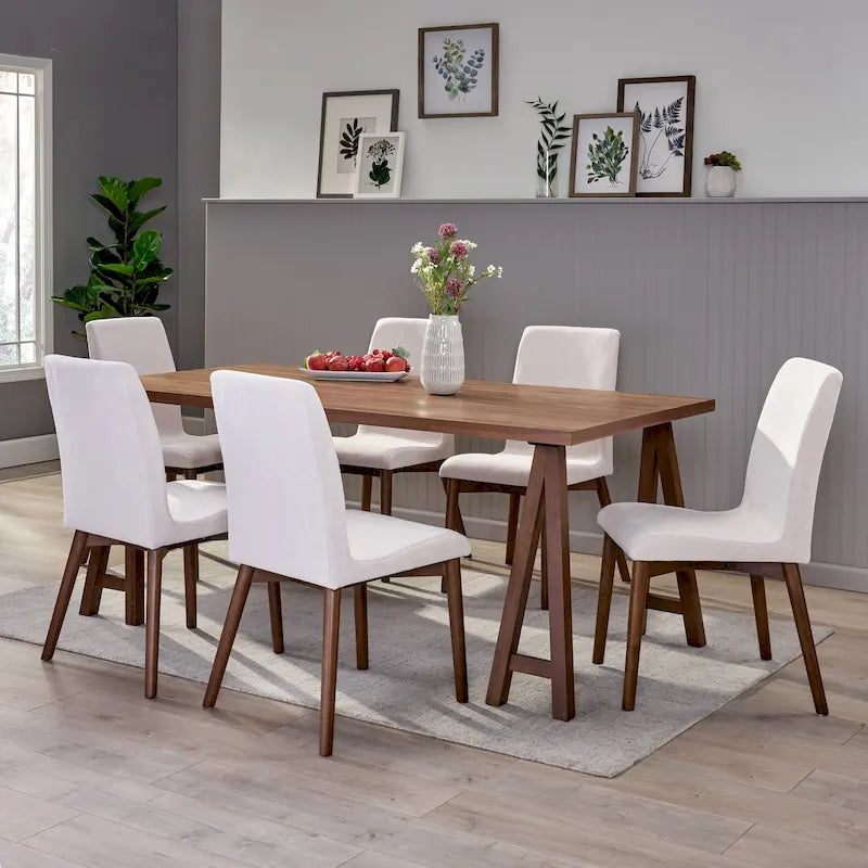 Ensemble de salle à manger 7 pièces Orrin, style moderne du milieu du siècle, par Christopher Knight Home