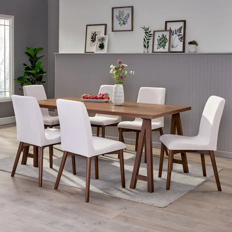 Ensemble de salle à manger 7 pièces Orrin, style moderne du milieu du siècle, par Christopher Knight Home
