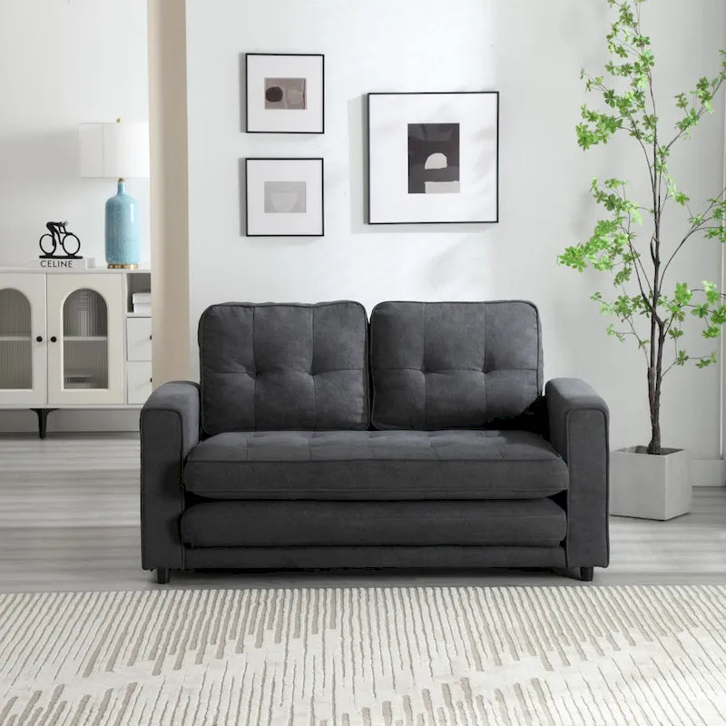 Canapé-lit convertible 3 places en velours peluche - 31,10 x 55,00 x 31,00