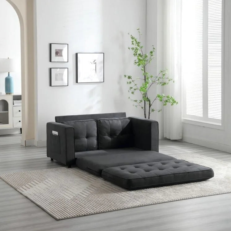 Canapé-lit convertible 3 places en velours peluche - 31,10 x 55,00 x 31,00