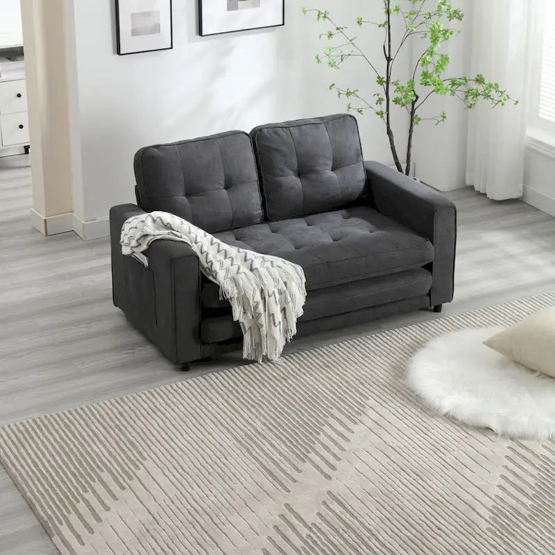 Canapé-lit convertible 3 places en velours peluche - 31,10 x 55,00 x 31,00