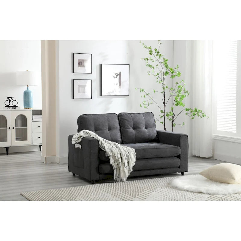 Canapé-lit convertible 3 places en velours peluche - 31,10 x 55,00 x 31,00