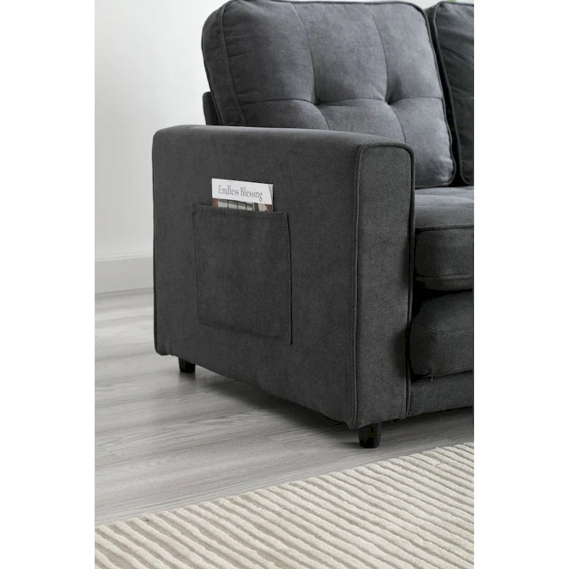 Canapé-lit convertible 3 places en velours peluche - 31,10 x 55,00 x 31,00