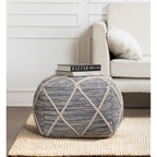Pouf ottoman bleu Jani Kirkwood Lake de 56 cm (22 pouces) - Repose-pieds fait main pour salon, chambre, chambre d'enfant