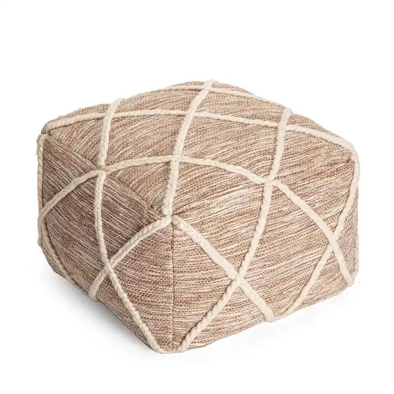 Pouf ottoman bleu Jani Kirkwood Lake de 56 cm (22 pouces) - Repose-pieds fait main pour salon, chambre, chambre d'enfant