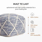 Pouf ottoman bleu Jani Kirkwood Lake de 56 cm (22 pouces) - Repose-pieds fait main pour salon, chambre, chambre d'enfant