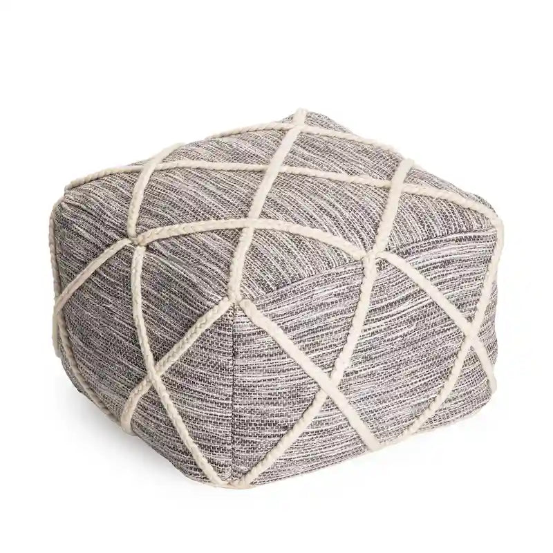 Pouf ottoman bleu Jani Kirkwood Lake de 56 cm (22 pouces) - Repose-pieds fait main pour salon, chambre, chambre d'enfant
