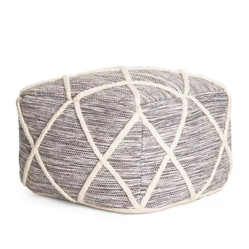 Pouf ottoman bleu Jani Kirkwood Lake de 56 cm (22 pouces) - Repose-pieds fait main pour salon, chambre, chambre d'enfant