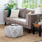 Pouf ottoman bleu Jani Kirkwood Lake de 56 cm (22 pouces) - Repose-pieds fait main pour salon, chambre, chambre d'enfant