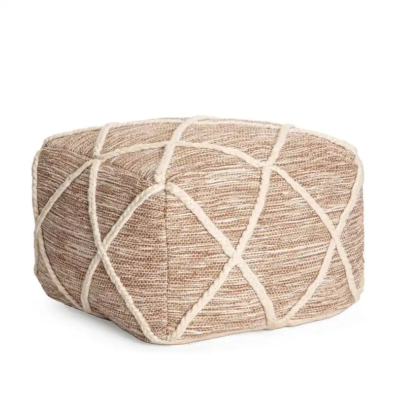 Pouf ottoman bleu Jani Kirkwood Lake de 56 cm (22 pouces) - Repose-pieds fait main pour salon, chambre, chambre d'enfant