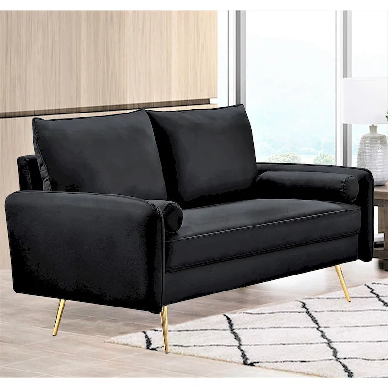 Canapé Villeda 70W en polyester à accoudoirs carrés
