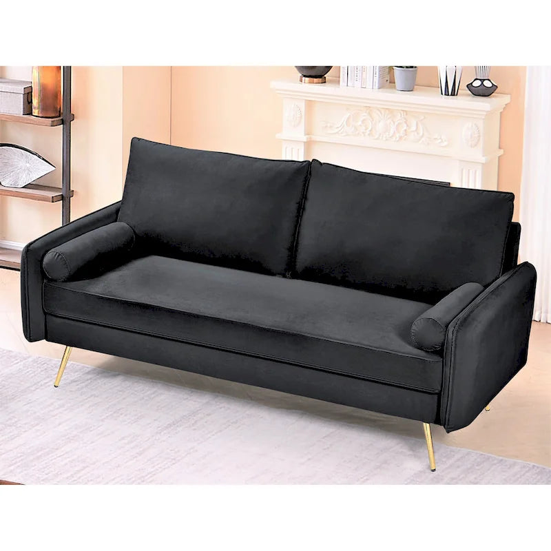 Canapé Villeda 70W en polyester à accoudoirs carrés