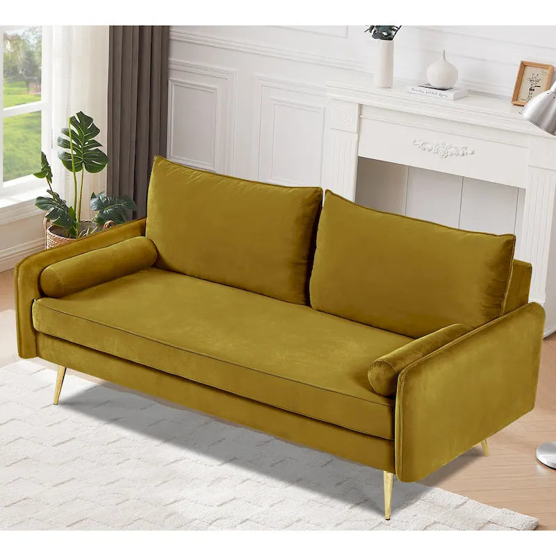 Canapé Villeda 70W en polyester à accoudoirs carrés