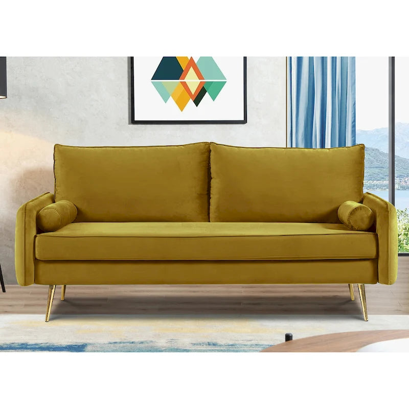 Canapé Villeda 70W en polyester à accoudoirs carrés