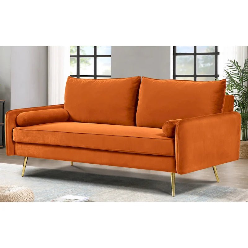 Canapé Villeda 70W en polyester à accoudoirs carrés