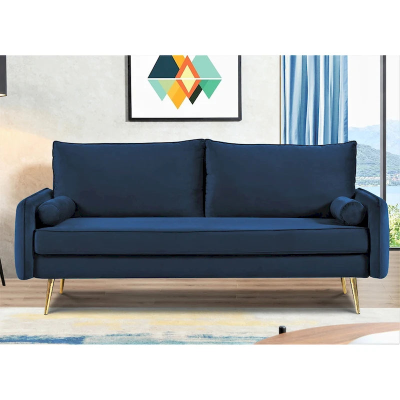 Canapé Villeda 70W en polyester à accoudoirs carrés
