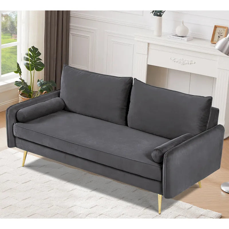 Canapé Villeda 70W en polyester à accoudoirs carrés