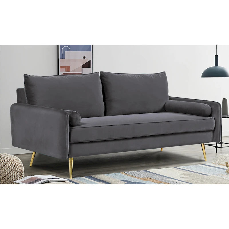 Canapé Villeda 70W en polyester à accoudoirs carrés