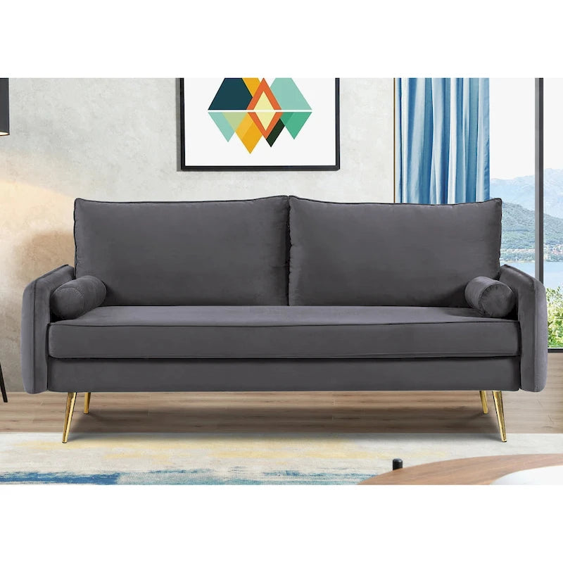 Canapé Villeda 70W en polyester à accoudoirs carrés