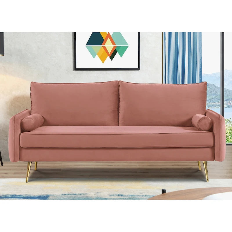 Canapé Villeda 70W en polyester à accoudoirs carrés